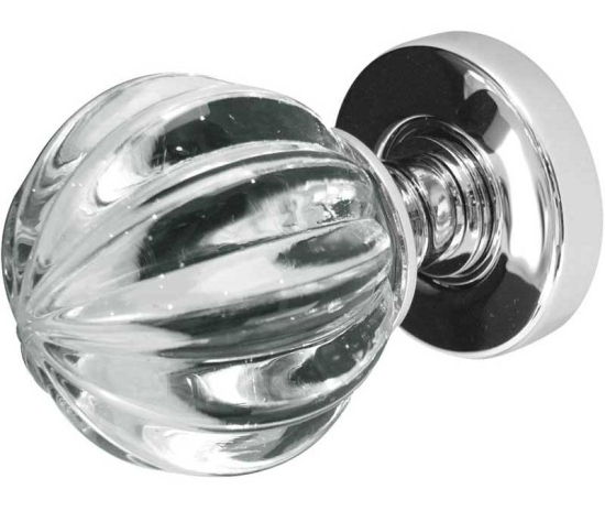 Frelan Pumpkin Glass Mortice Door Knob Polished Chrome 60mm JH5202PC