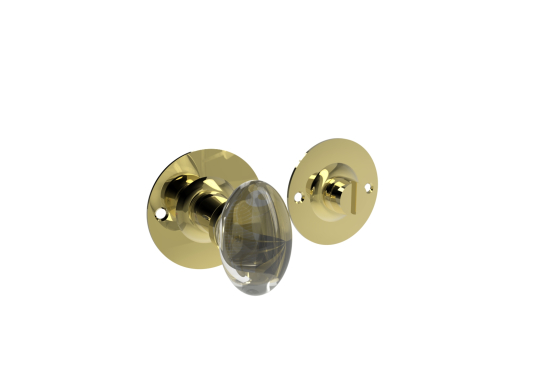 Frelan JH6001 Oval glass knob turn & release 5mm spindle JH6001PB Polished Brass