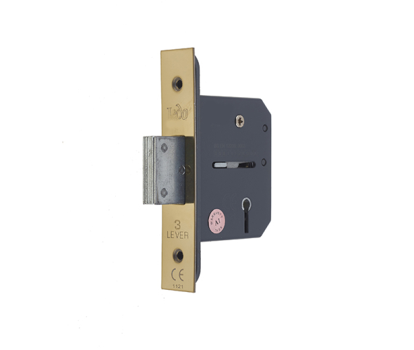 Frelan 3 Lever deadlocks 65mm JL1092PB Polished Brass