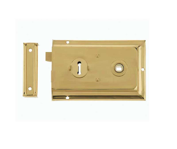 Frelan JL180PB 152mm Reversible rim lock 152mm JL180PB Polished Brass