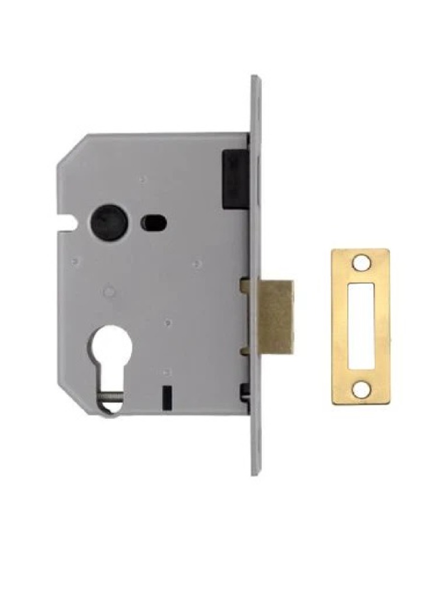 Union Euro Profile Cylinder Mortice Dead Lock Lg. Case Polished Brass 64mm JL2149-PL-2.50