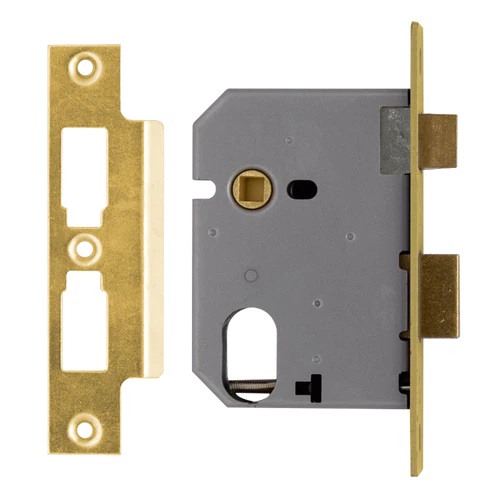 Union Oval Profile Cylinder Mortice Sash Lock Polished Brass 64mm JL2241-PL-2.50