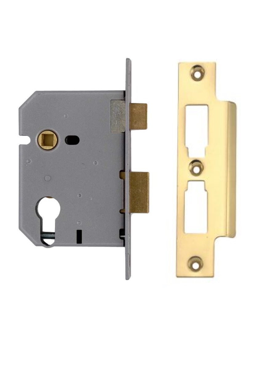 Union Euro Profile Cylinder Mortice Sash Lock Polished Brass 76mm JL2249-PL-3.00