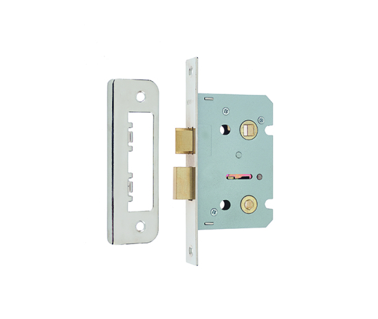 Frelan Bathroom lock square forend & radiused strike plate 65mm JL450NP Nickel Plated