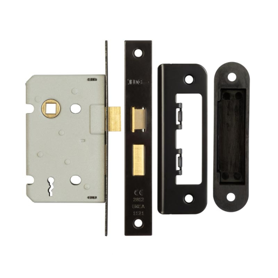 Frelan 2/L Sashlock square forend & radiused strike 65mm JL470BL Black