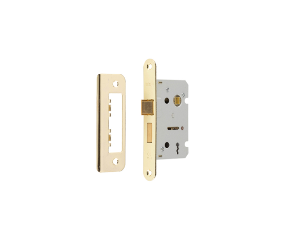 Frelan 2/L Sashlock radiused strike & forend 65mm JL470REB Electro Brass