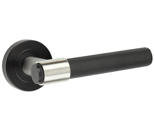 Frelan Nero T-Bar Knurled Door Handle on Rose JMB105 Matt Black