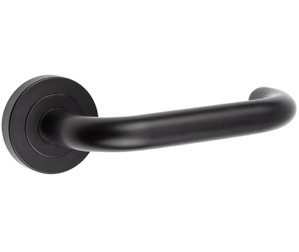 Frelan Nero Orbit Door Handle on Rose JMB13 Matt Black