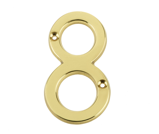 Frelan 75mm Screw Fix Numerals 75mm JN-8 Polished Brass