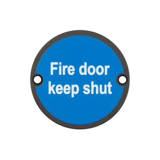 Frelan Stainless Steel 75Mm Dia. Matt Black Fire Door Keep shut Sign