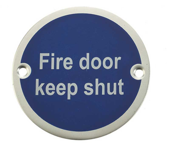 Frelan JS100 Fire door keep shut sign 75mm JS100SAA