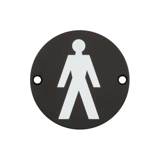 Frelan Stainless Steel 75Mm Dia. Matt Black Male Sign