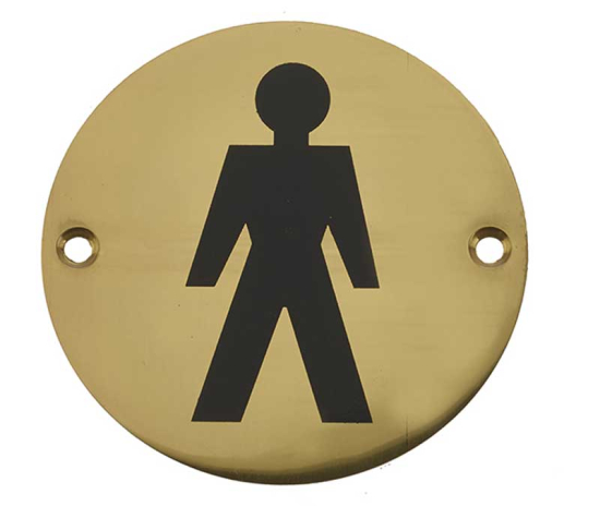 Frelan JS102 Male Pictogram 75mm JS102PB Polished Brass