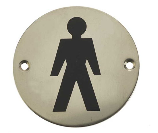 Frelan JS102 Male pictogram 75mm JS102PSS Polished Stainless Steel