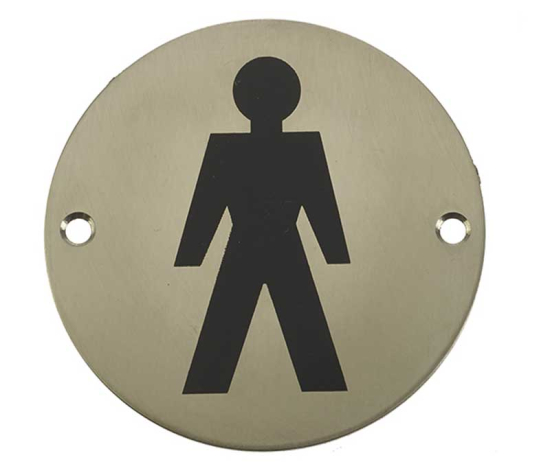 Frelan JS102 Male pictogram 75mm JS102SSS Satin Stainless Steel