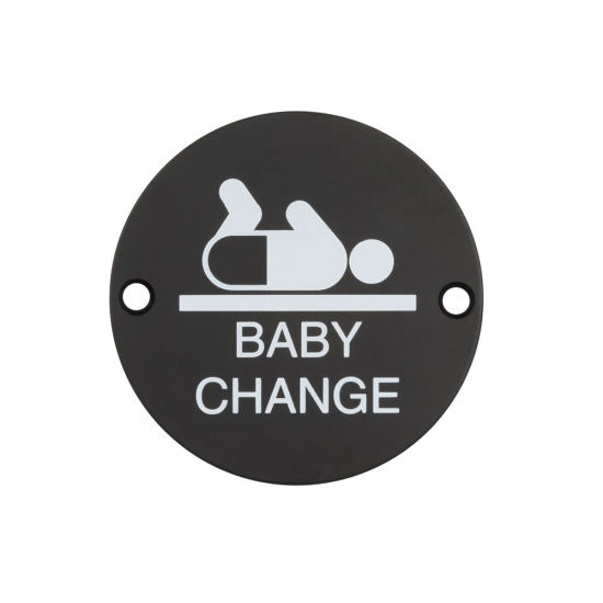 Frelan Stainless Steel 75Mm Dia. Matt Black Baby Change Sign