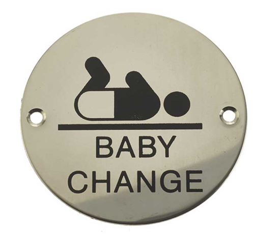 Frelan JS107 Baby change pictogram 75mm JS107PSS Polished Stainless Steel