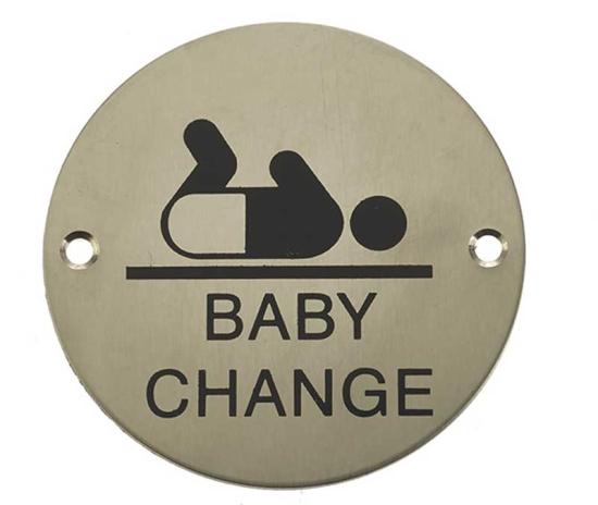 Frelan JS107 Baby change pictogram 75mm JS107SSS Satin Stainless Steel