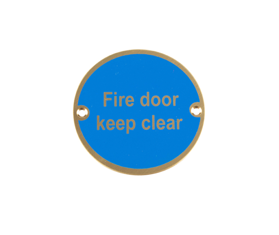 Frelan JS108 Fire door keep clear sign 75mm JS108PB Polished Brass