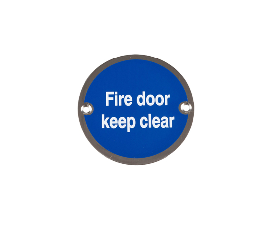 Frelan JS108 Fire door keep clear sign 75mm JS108PSS Polished Stainless Steel