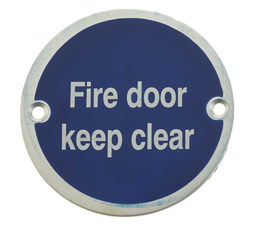 Frelan JS108 Fire door keep clear sign 75mm JS108SAA