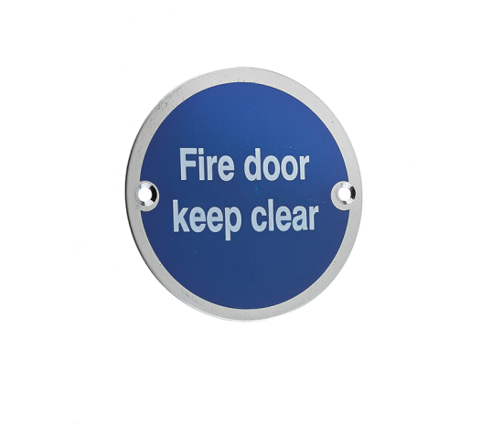 Frelan JS108 Fire door keep clear sign 75mm JS108SSS Satin Stainless Steel