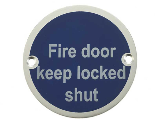 Frelan JS109 Fire door keep locked shut sign 75mm JS109SAA