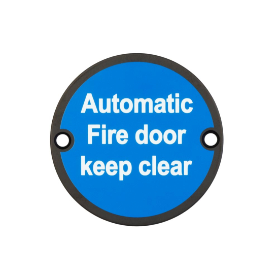 Frelan Stainless Steel 75Mm Dia. Matt Black Automatic Fire Door Keep Clear