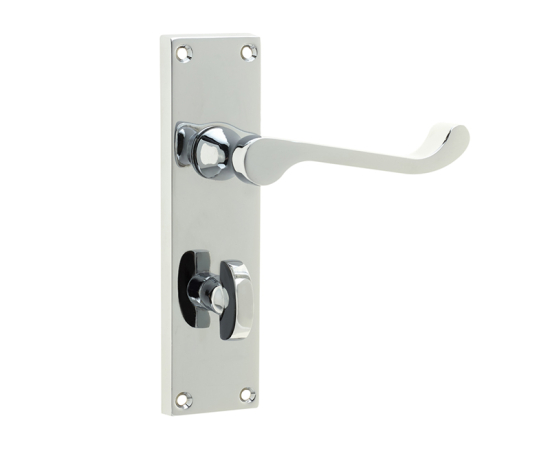 Frelan Victorian Scroll Door Handle on Bathroom Plate Polished Chrome 150mm JV10BPC