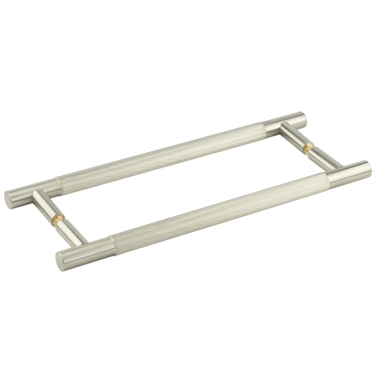 Frelan Bari Knurled Pull Handles 300mm Satin Nickel Back to Back