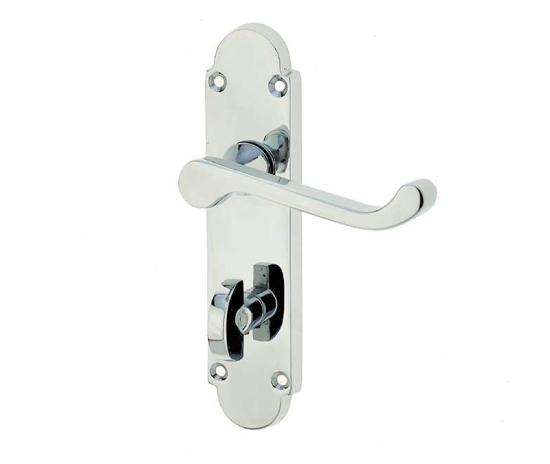Frelan Epsom Suite Door Handle on Bathroom Plate Polished Chrome 169mm JV250BPC