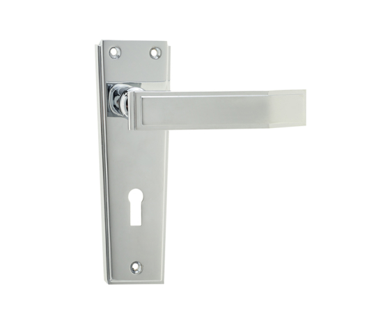 Frelan Deco Door Handle on Lockplate Polished Chrome 153mm JV253PC