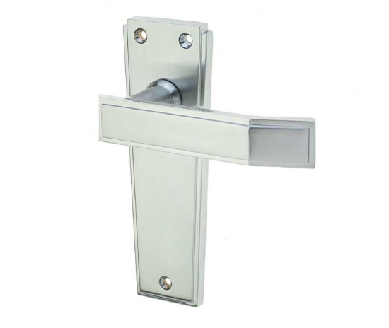 Frelan Deco Door Handle on Latchplate Satin Chrome 153mm JV254SC