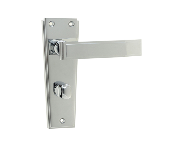 Frelan Deco Door Handle on Bathroom Plate Polished Chrome 153mm JV255PC