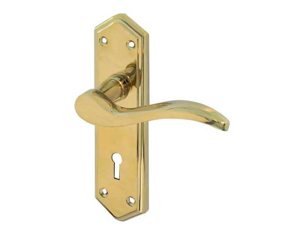 Frelan Paris Suite Door Handles on Lockplate PVD Brass 168mm JV280PVD