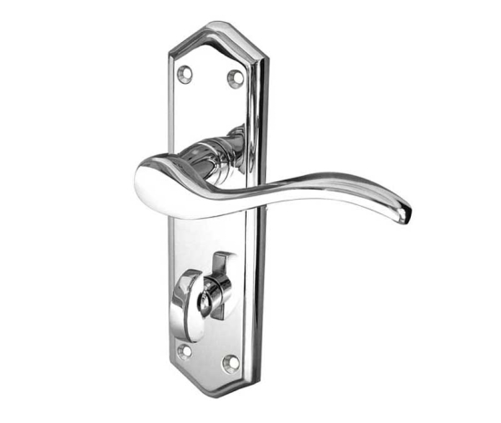 Frelan Paris Suite Door Handles on Bathroom Plate Polished Chrome 168mm JV283PC