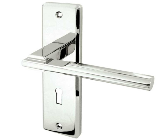 Frelan Delta Suite Door Handles on Lockplate Polished Chrome 180mm JV3003PC