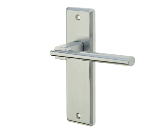 Frelan Delta Suite Door Handles on Latchplate Satin Chrome 180mm JV3013SC