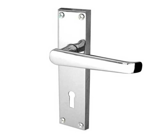 Frelan Victorian Straight Door Handle on Lockplate Polished Chrome 150mm JV30PC