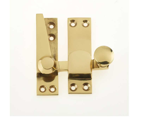 Frelan Heavy Quadrant Sash Fastener Polished Brass 70mm JV4200PB