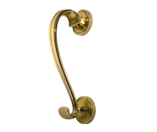 Frelan Sloane Door Knocker on Round Rose 196mm JV4PB Polished Brass