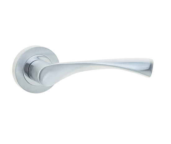 Frelan Twirl Door Handle on Rose Polished Chrome/Satin Chrome 50mm JV504PCSC