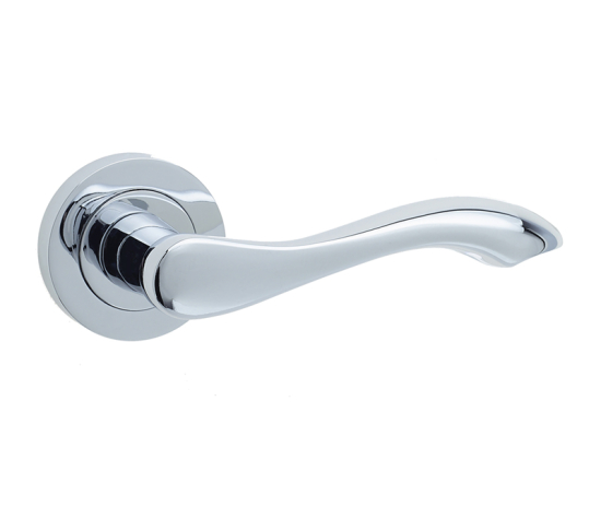 Frelan Gamma Door Handle on Rose Polished Chrome 50mm JV509PC