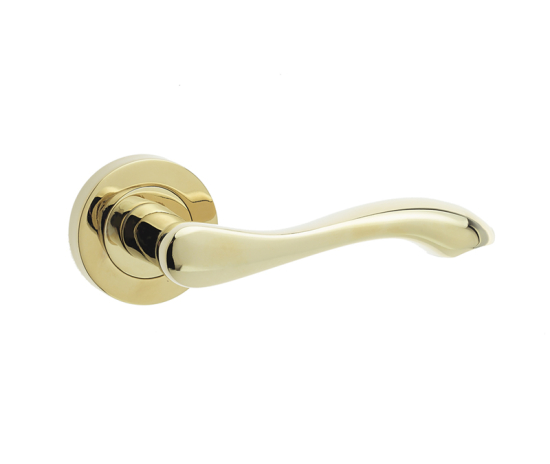 Frelan Gamma Door Handle on Rose PVD Brass 50mm JV509PVD