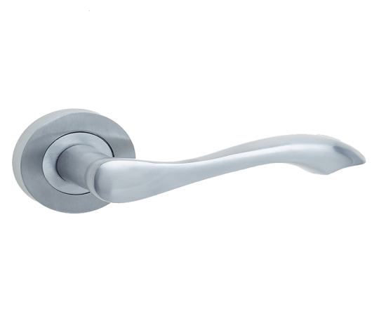 Frelan Gamma Door Handle on Rose Satin Chrome 50mm JV509SC