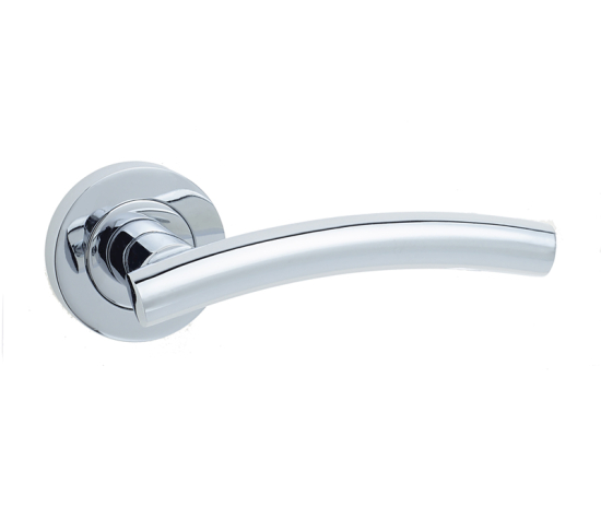 Frelan Curve Door Handle on Rose Polished Chrome 50mm JV520PC