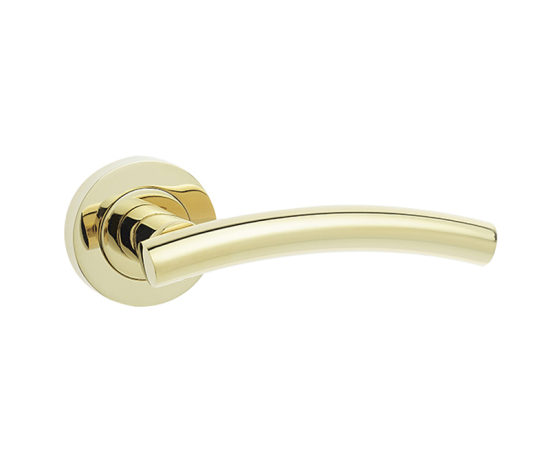 Frelan Curve Door Handle on Rose PVD Brass 50mm JV520PVD