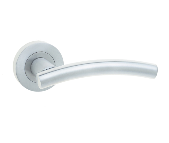 Frelan Curve Door Handle on Rose Satin Chrome 50mm JV520SC