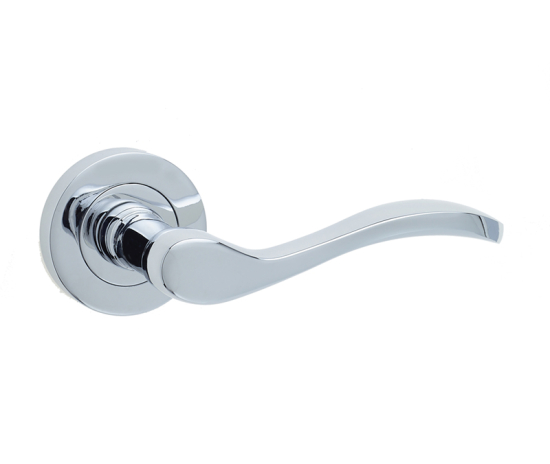 Frelan Turin Door Handle on Rose Polished Chrome 50mm JV550PC
