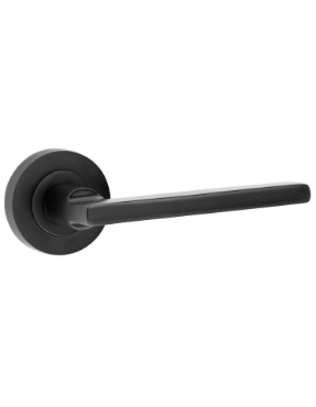Frelan Nero Jet Black Door Handle On Round Rose Black